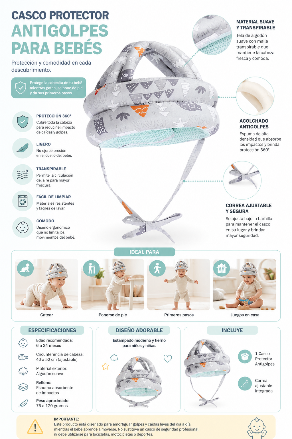 Casco Protector para Bebés Antigol